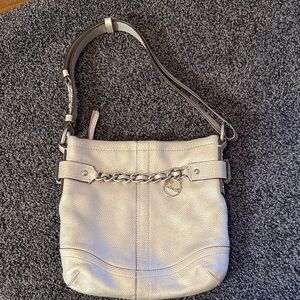 Coach Cream Shoulder Bag with Silver Chain
